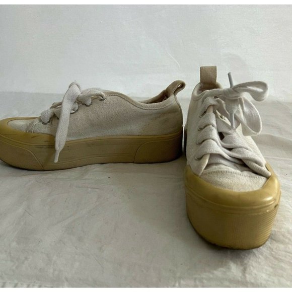 Zara Trafaluc Women's Shoes Sneakers High White Lace Up Size 36 - Picture 1 of 12